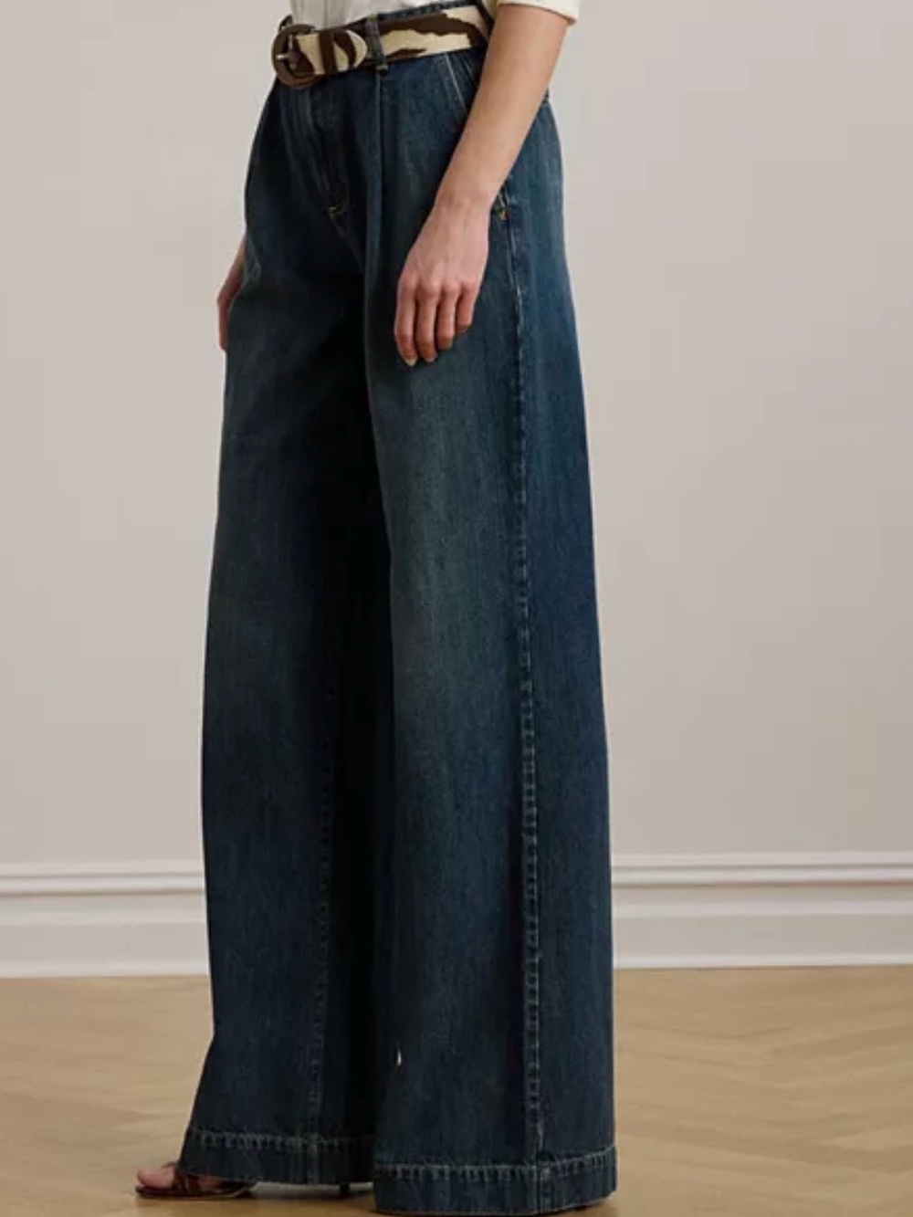 Lauren Ralph Lauren High Rise Pleated Wide Leg Jean - Picture 3 of 11